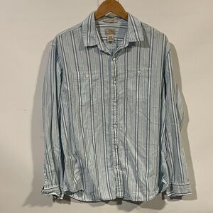 L.L. Bean Cotton Linen blend Light Blue Striped Casual Shirt